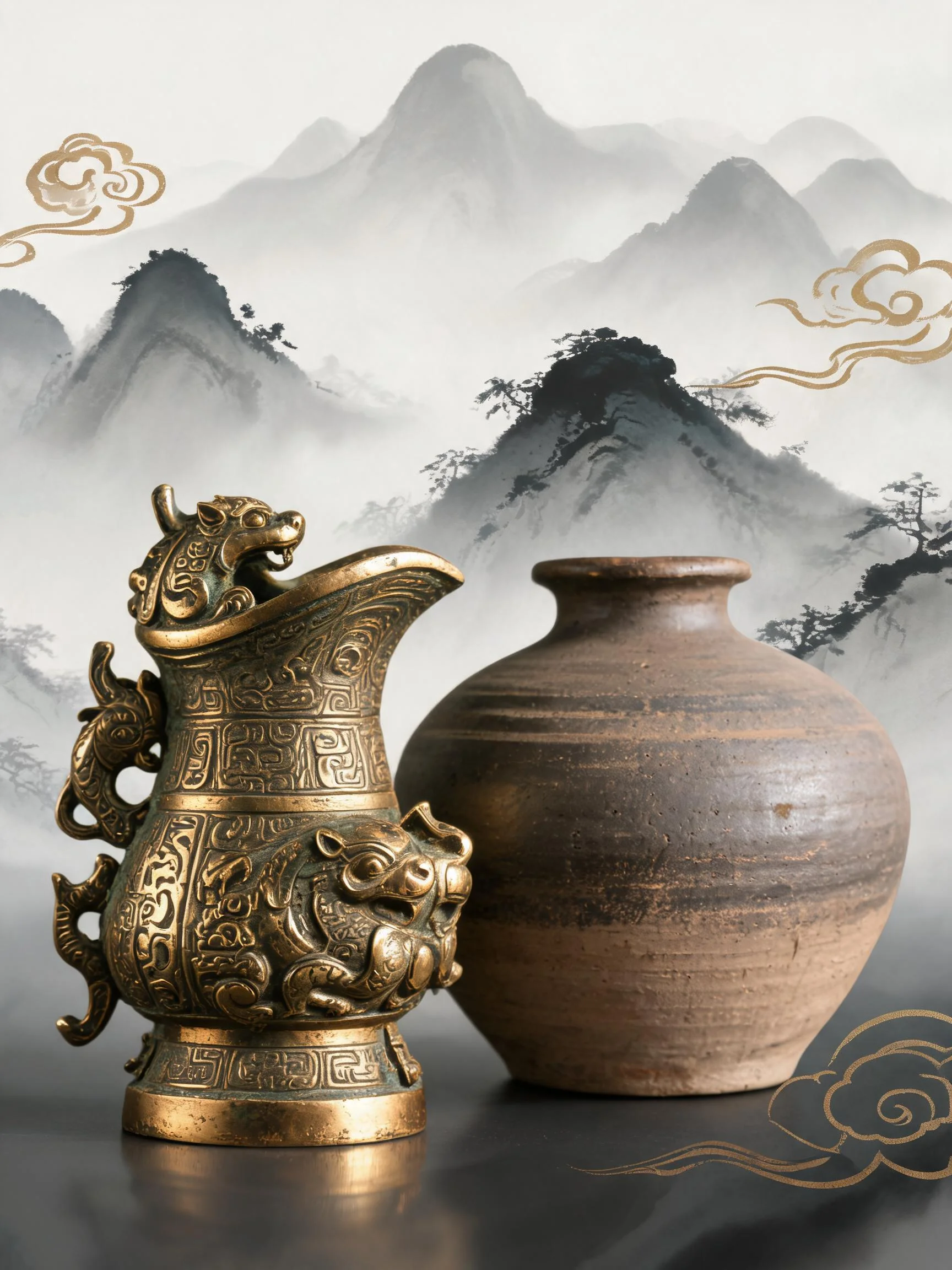 巴文化酒器与山水意境